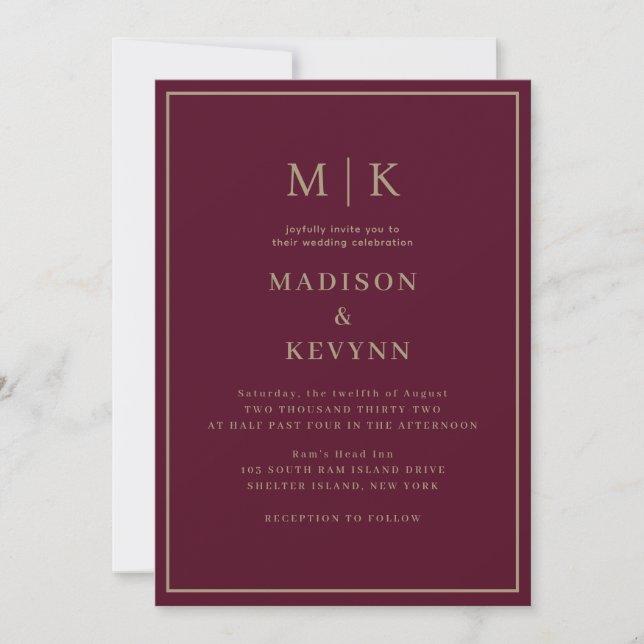 Invitation Simple minimaliste et chic | MARIAGE (Devant)