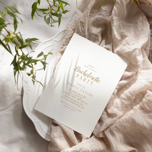 Invitation Simple Minimaliste|Gold Bachelorette Party (Créateur téléchargé)