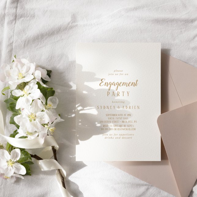 Invitation Simple Minimaliste|Gold Engagement Party Invitatio (Créateur téléchargé)