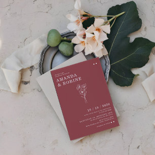 Invitation Simple minimaliste Mariage à fleurs chic