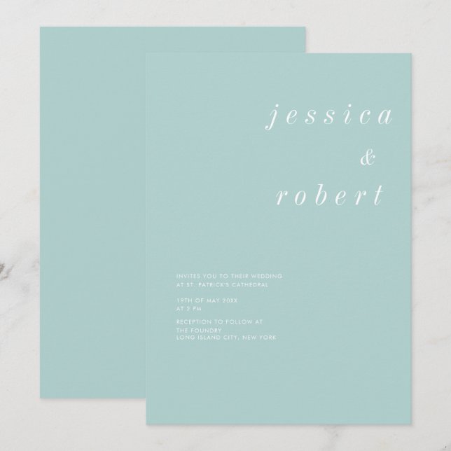 Invitation Simple minimaliste Mariage Airtel Pastel (Devant / Derrière)