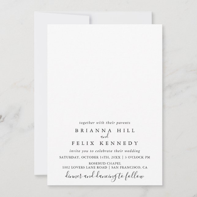 Invitation Simple minimaliste Mariage artistique (Devant)