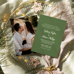 Invitation Simple Minimaliste Mariage de photo de couleur fon