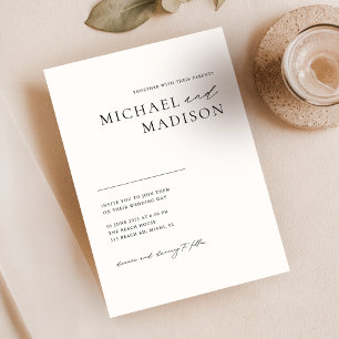 Invitation Simple minimaliste Mariage moderne noir et blanc