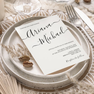 Invitation Simple minimaliste Mariage noir blanc