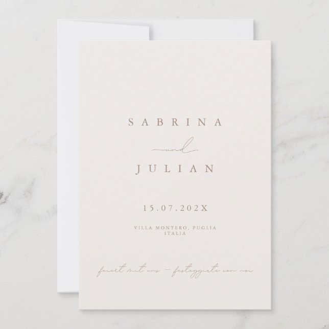 Invitation Simple minimaliste Mariage romantique (Devant)