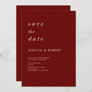 Invitation Simple minimaliste Mariage rouge et blanc