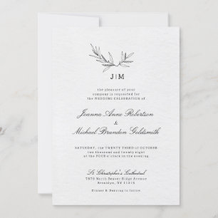 Invitation Simple minimaliste moderne Eucalyptus Olive Mariag