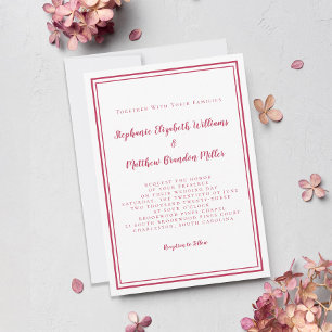 Invitation Simple minimaliste moderne Magenta Rouge Mariage b