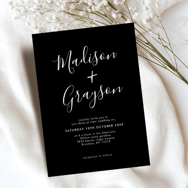Invitation Simple minimaliste moderne Mariage de calligraphie (Simple Minimalist Modern Clean Calligraphy Wedding Invitation)