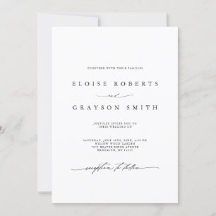 Invitation Simple minimaliste moderne Mariage noir et blanc