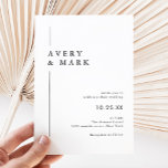 Invitation Simple minimaliste moderne Mariage noir et blanc<br><div class="desc">Invitations de mariage minimaliste simple et moderne noir et blanc</div>