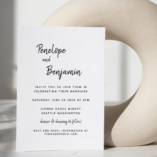 Invitation Simple minimaliste moderne Mariage noir et blanc