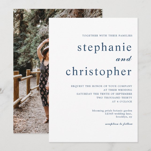 Invitation Simple minimaliste moderne Mariage photo (Devant / Derrière)