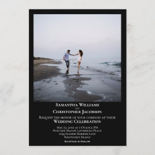 Invitation Simple minimaliste moderne Mariage photo noir