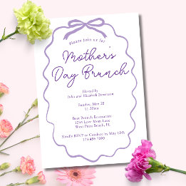 Invitation Simple Minimaliste Nœud de Lavande pour le Brunch