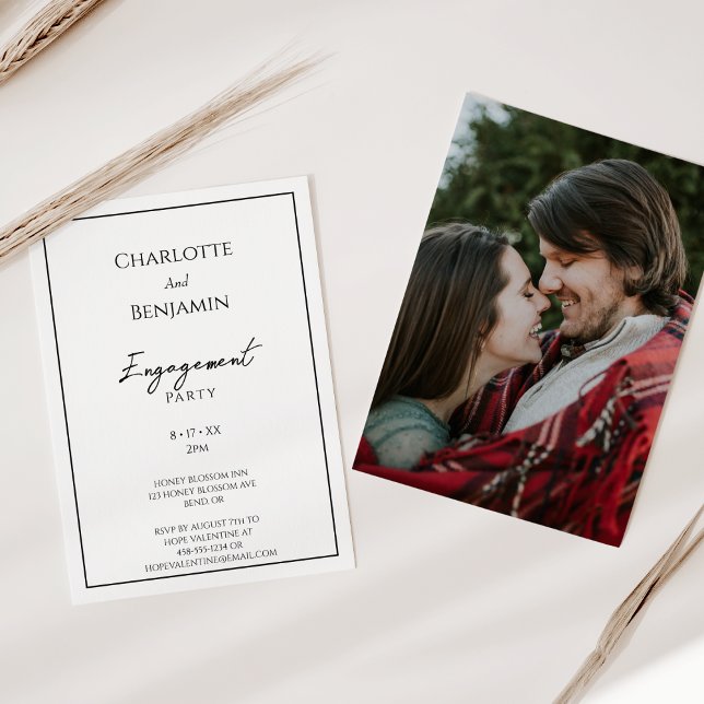 Invitation Simple minimaliste partie d'engagement photo moder (Créateur téléchargé)
