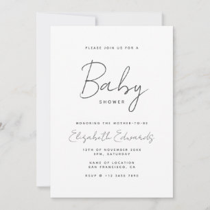 Invitation Simple minimaliste photo Baby shower de code QR