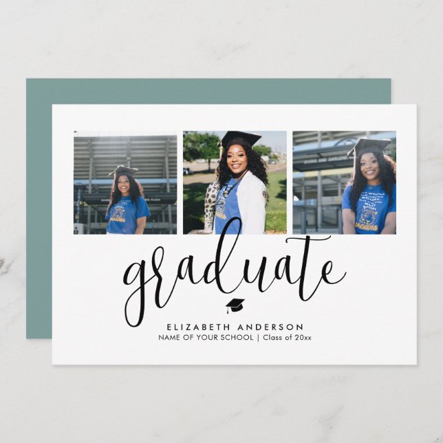 Invitation Simple minimaliste - Photo de fin d'études supérie (Devant / Derrière)