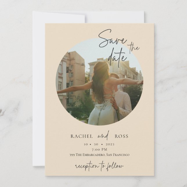 Invitation Simple Minimaliste Photo | Mariage Beige  (Devant)
