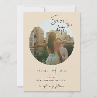 Invitation Simple Minimaliste Photo | Mariage Beige 