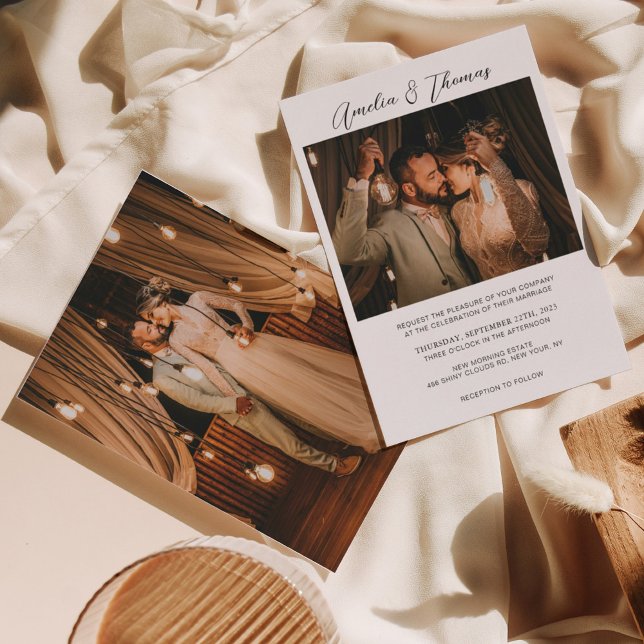 Invitation Simple minimaliste romantique Deux Mariage photo (Créateur téléchargé)