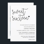 Invitation Simple minimaliste Script Sweet 16 Anniversaire Ph<br><div class="desc">Simple minimaliste Script Sweet 16 Anniversaire Photo Invitation</div>
