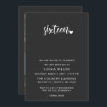 Invitation Simple minimaliste Script Sweet 16 photo d'anniver<br><div class="desc">Simple minimaliste Script Sweet 16 Anniversaire Photo Invitation</div>