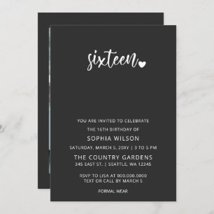 Invitation Simple minimaliste Script Sweet 16 photo d'anniver