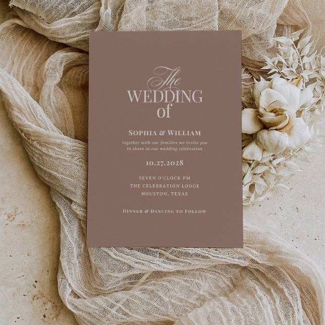 Invitation Simple Mocha Taupe | Luxe Neutral Wedding (Créateur téléchargé)