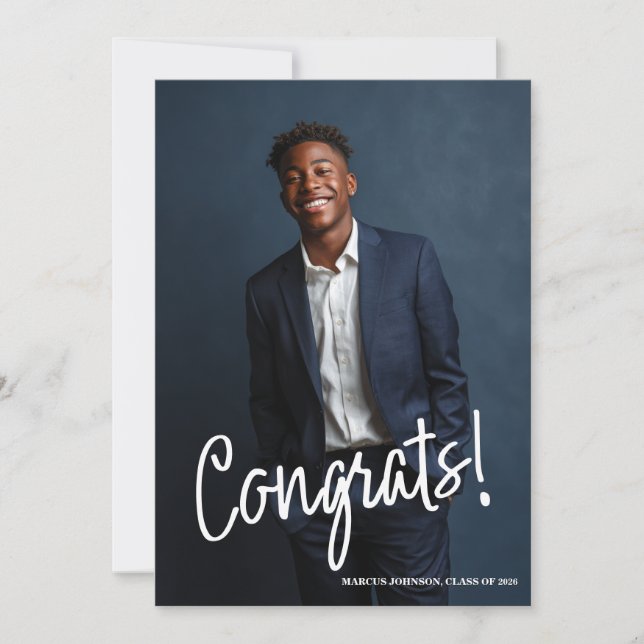 Invitation Simple Modern Blue Photo 2026 Graduation Party (Devant)