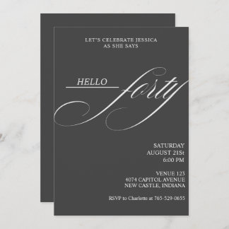 Invitation Simple Modern Caligraphy Forty 40th Birthday Party