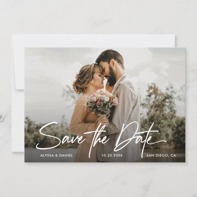 Invitation Simple Modern Custom photo mariage enregistrer la  (Devant)