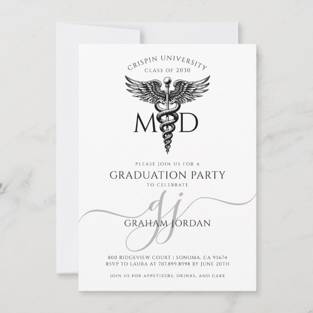 Invitation Simple Modern Doctor Graduation Party  (Devant)