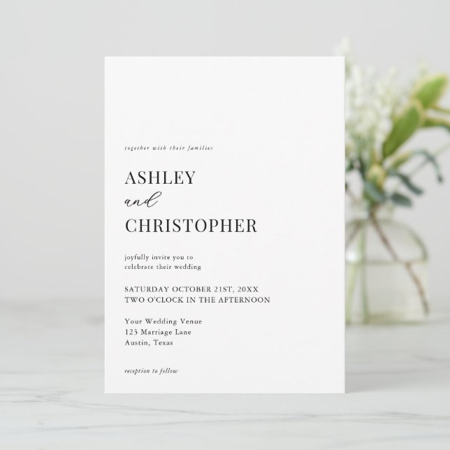 Invitation Simple Modern Elegant Wedding (Debout devant)