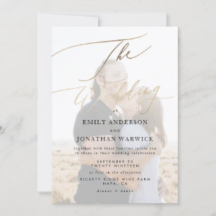 Invitation Simple Modern Gold Calligraphy Mariage photo