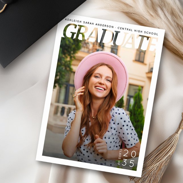 Invitation Simple Modern Graduate Photo Graduation Party  (Créateur téléchargé)