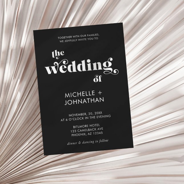 Invitation Simple Modern Minimalist Black & White Wedding (Créateur téléchargé)