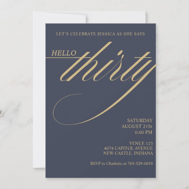 Invitation Simple Moderne 30e Anniversaire (Devant)