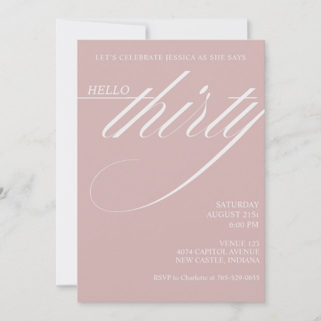 Invitation Simple Moderne 30e Anniversaire (Devant)