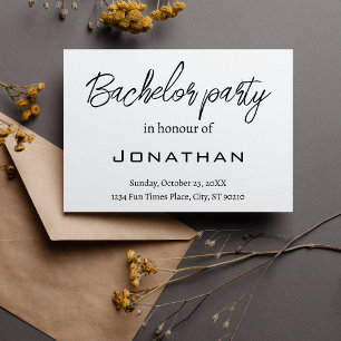 Invitation Simple moderne Black and White Bachelor Party