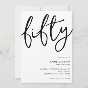 Invitation Simple moderne blanc 50e anniversaire
