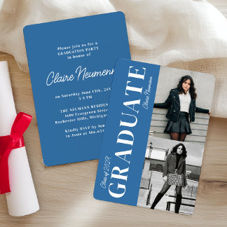 Invitation Simple Moderne Bleu Bleu Bleu Bleu Photo Parti de