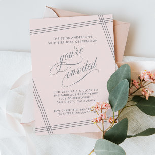 Invitation Simple moderne Blush rose fête d'anniversaire