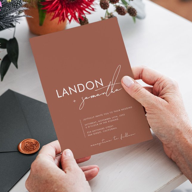 Invitation Simple moderne Boho Terracotta Burning Orange Mari (Créateur téléchargé)