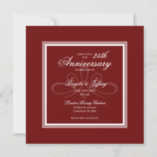 Invitation Simple moderne bordeaux heureux 25e anniversaire