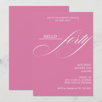 Invitation Simple Moderne Calligraphie Quarante 40e Fête d'An