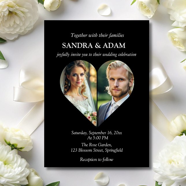 Invitation simple Moderne Coeur élégant Photo mariage chic (Créateur téléchargé)