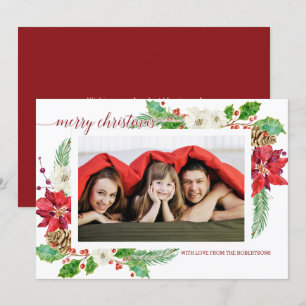Invitation Simple moderne de Noël Poinsettia Floral Holly