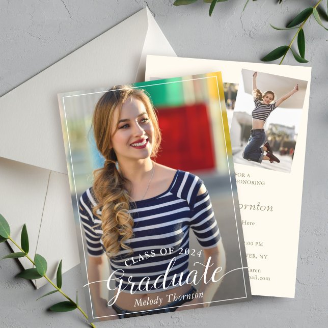 Invitation Simple moderne de typographie Graduation Party 3 P (Créateur téléchargé)